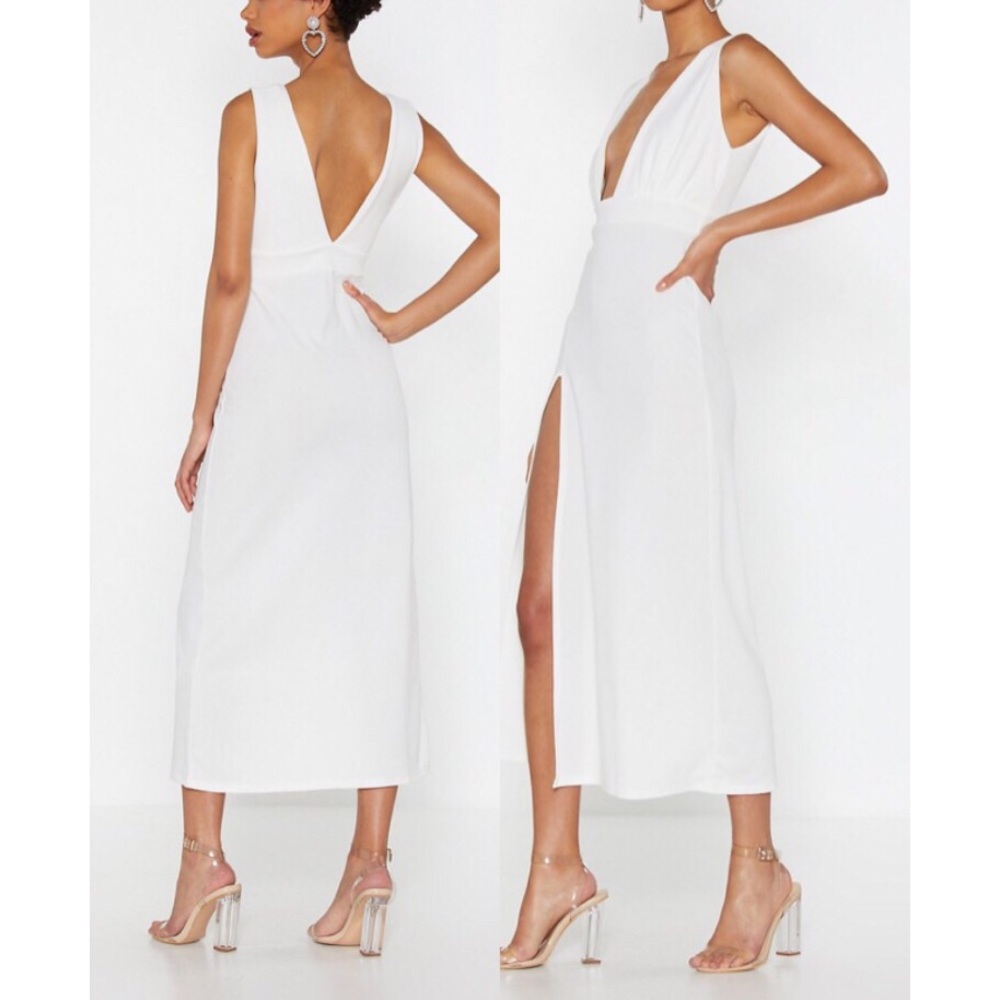 NWT Nasty Gal “deep on dancing” white dress sz 8